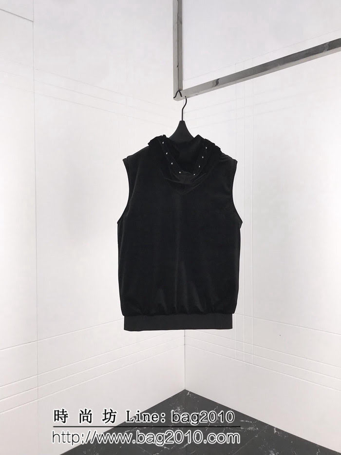 YSL聖羅蘭 走秀款 18F/W冬季新款 手工訂珠 小Logo刺繡 天鵝絲絨馬甲 ydi2607